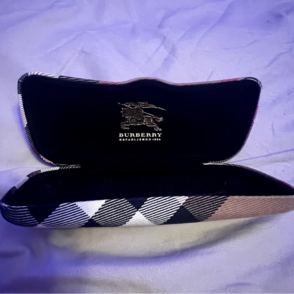 Burberry Black and White Checkered Sunglasses Case